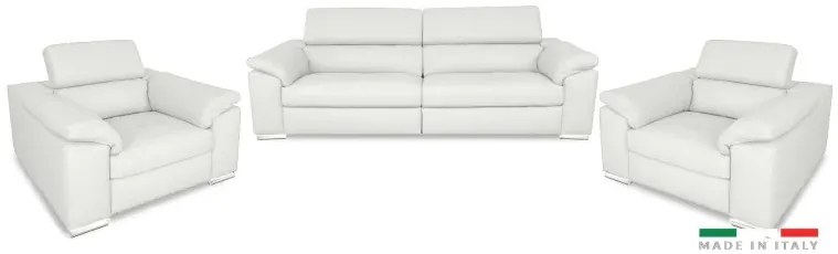 Moderná kožená sedacia súprava LOREN II 3+1+1, biela (madras - 122 white)