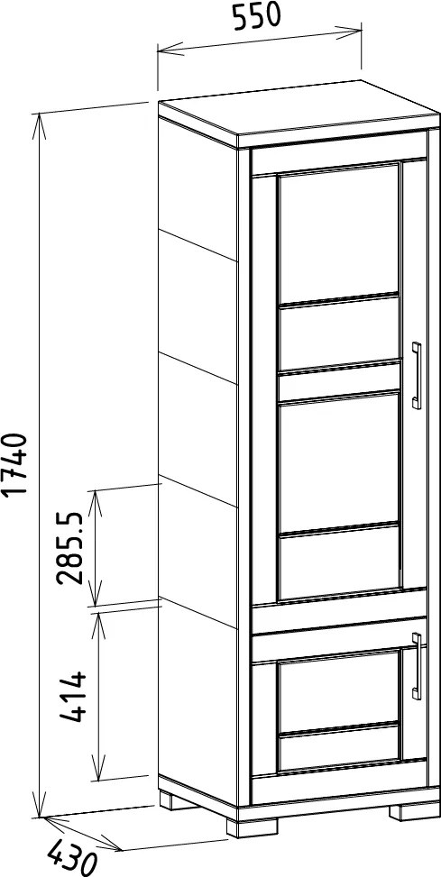 Úzka dubová skriňa na oblečenie s policami, 55x43x174 cm Otváranie vľavo