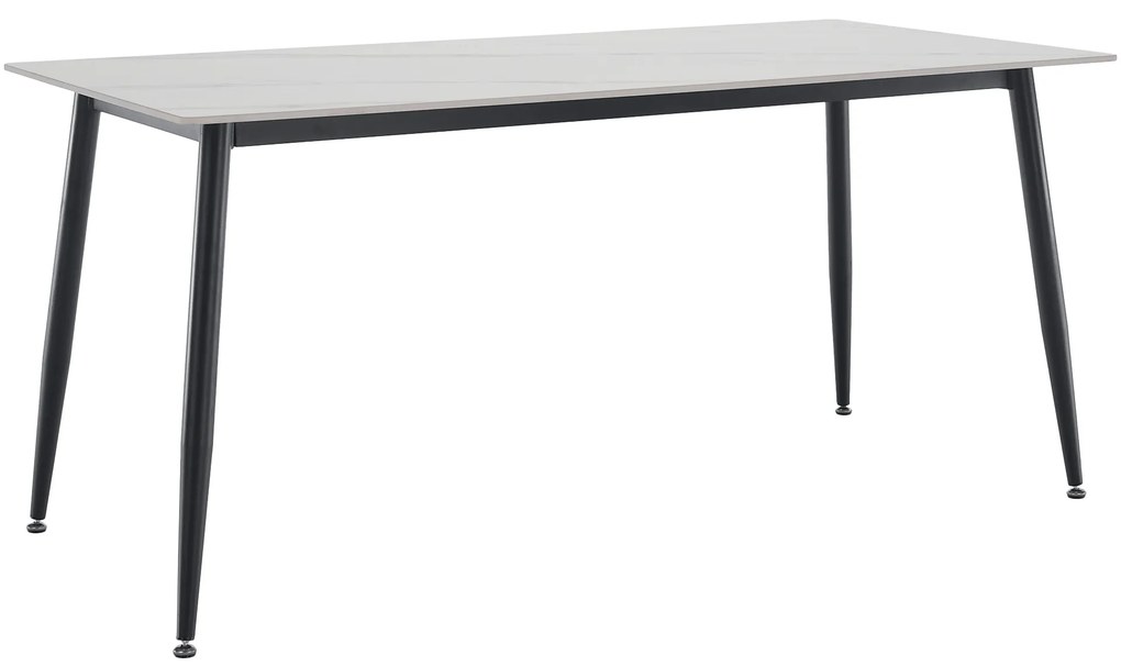 Jedálenský stôl, biely mramor/čierna, 160x80 cm, FLORENC TYP 2
