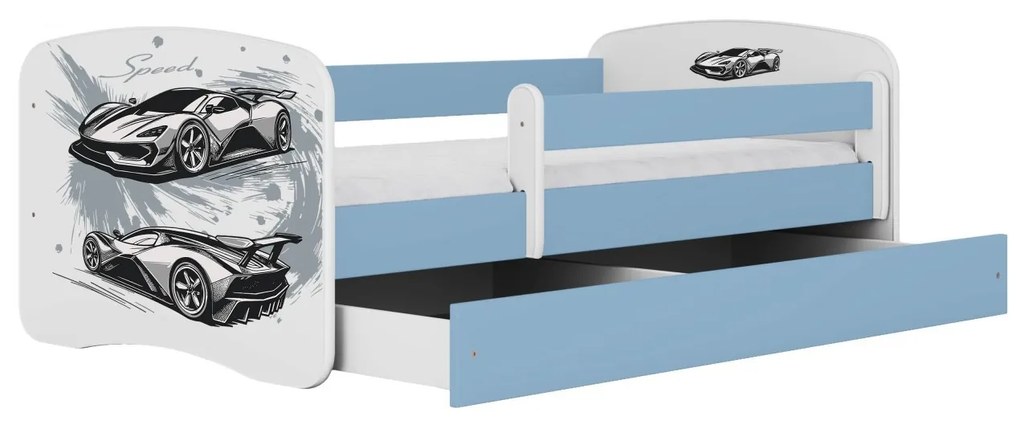 Detská posteľ Babydreams pretekárske auto modrá
