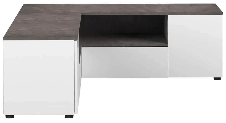 Sivo-biely TV stolík v dekore betónu 130x46 cm Angle – TemaHome