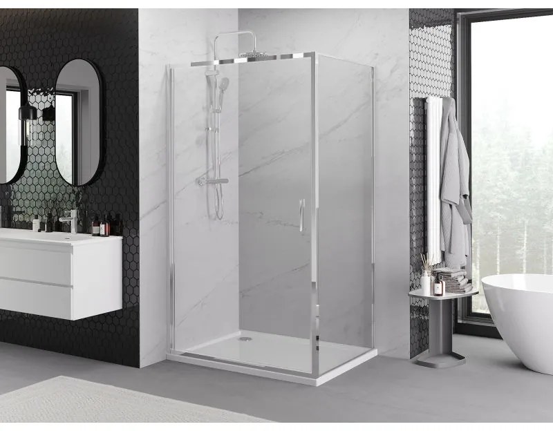 Mexen Exo, sprchovací kút s krídlovými dverami 70 x 95 cm, 6mm číre sklo, chrómový profil, 817-070-095-01-00