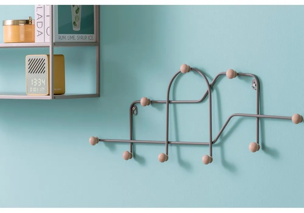 Sivý kovový nástenný vešiak 71 cm Maze – PT LIVING