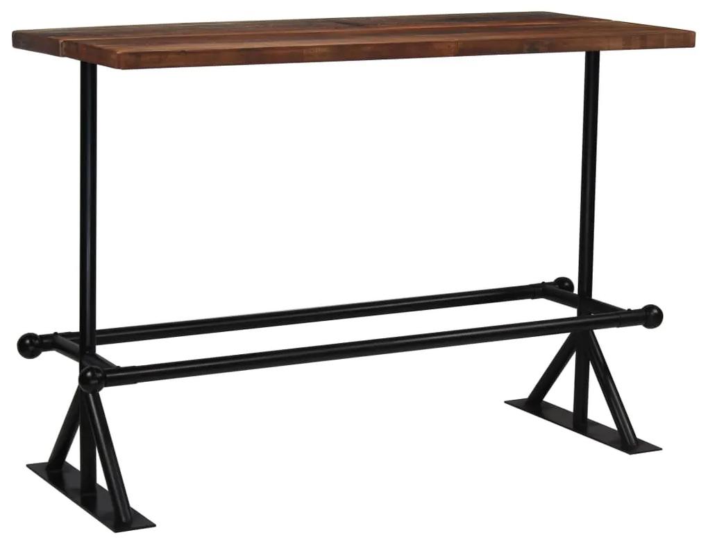 vidaXL Barový stôl, recyklovaný masív, tmavohnedý 150x70x107 cm
