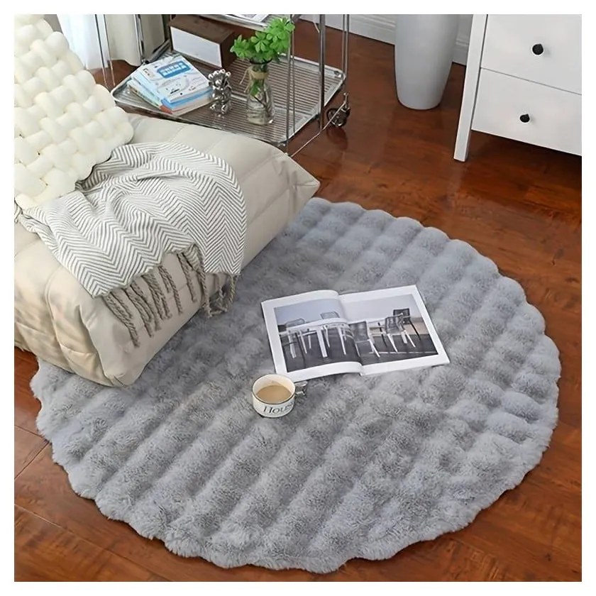 Svetlosivý umývateľný okrúhly koberec ø 100 cm Bubble Grey – Mila Home