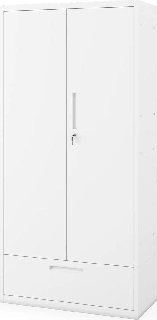 Modulárna kovová multifunkčná skriňa so zásuvkou biela MEGAN 1850 x 900 x 400 mm