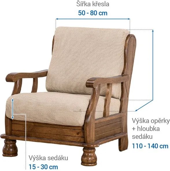 Super strečové poťahy NIAGARA smotanová relaxačné kreslo (š. 70 - 90 cm)