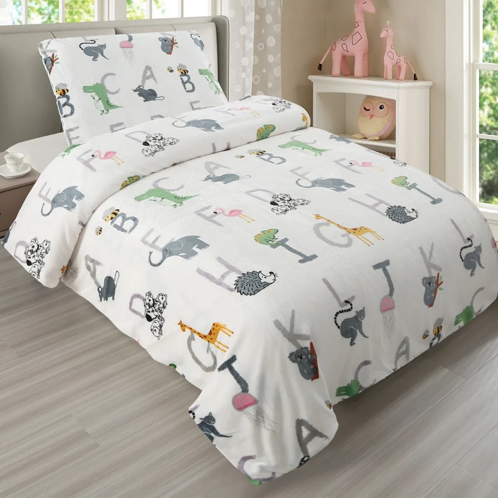 Posteľné obliečky mikroflanel, Abeceda