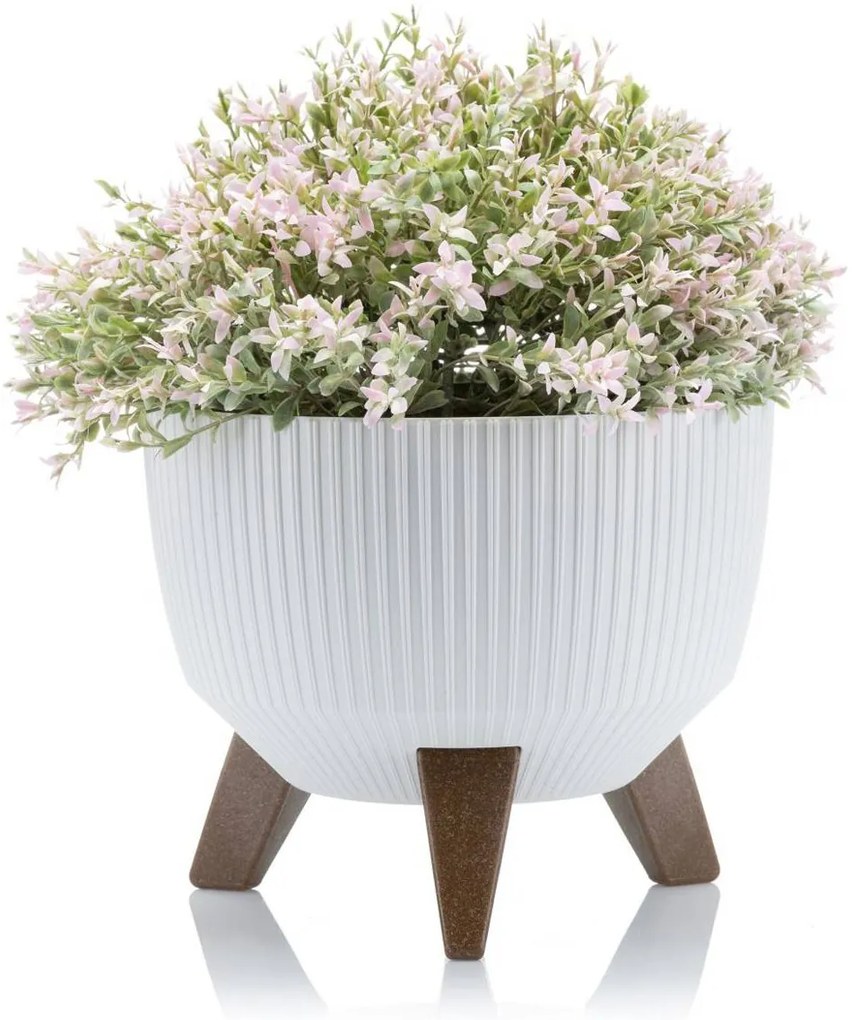 PLASTOVÝ KVETINÁČ ROSA LINEA ECO SADA 2KS 15X24,3 CM+18,3X29,2 CM BIELA