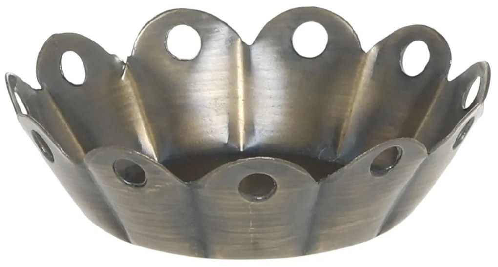 Mosadzný antik kovový svietnik na čajovú sviečku Clarria - 9*3 cm