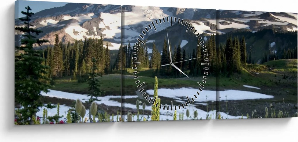 Obraz - Mount Rainier (s hodinami) (90x30 cm)