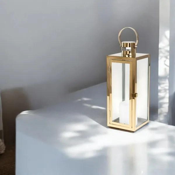 Zlatá dekoratívna lucerna 49 cm