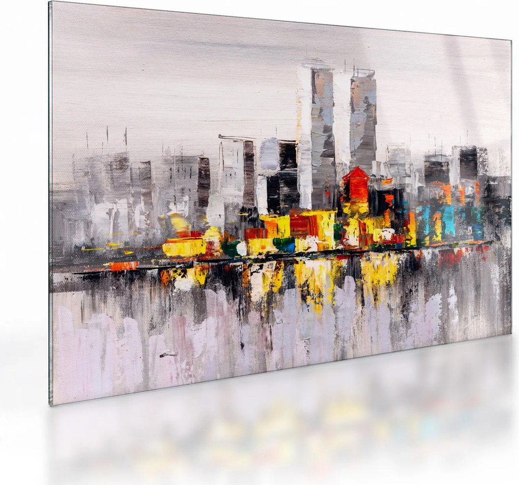 Sklenený obraz - Maľba veľkomesta (70x50 cm)