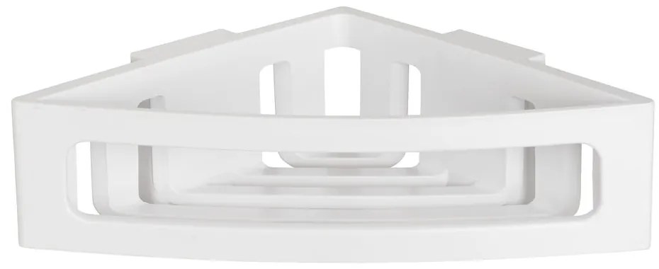 Biela rohová samodržiaca plastová kúpeľňová polička Bralia - Wenko