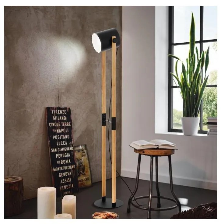 Eglo 43521 - Stojacia lampa HORNWOOD 1xE27/28W/230V