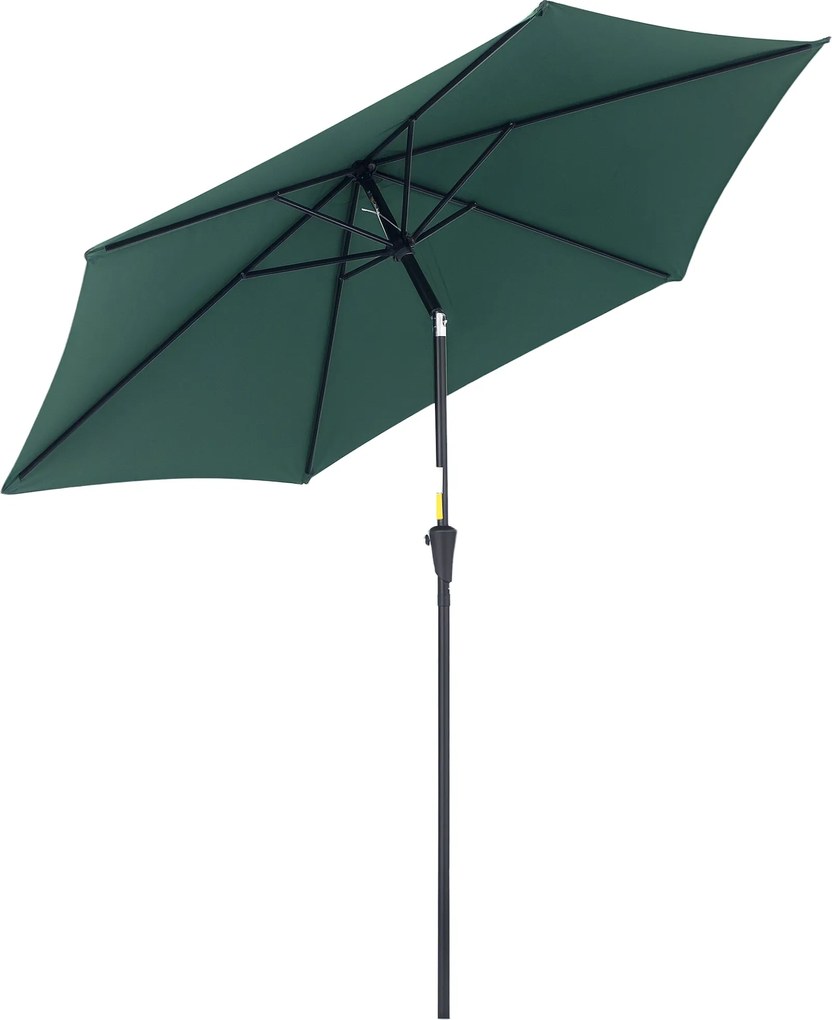 Outsunny Cantilever Slnečník Záhradný Slnečník Trhový Slnečník s Ručnou Kľukou Alu 180 g/m² Polyester Tmavozelený ∅2.6 x 2.35 m | Aosom