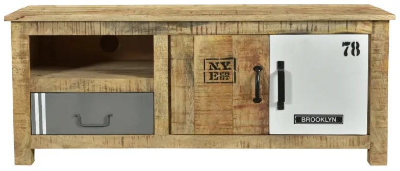 furniture-nabytek.cz - Masívny TV stolík Pune z mangového dreva, lakovaný, prírodný – 115×43×45 cm