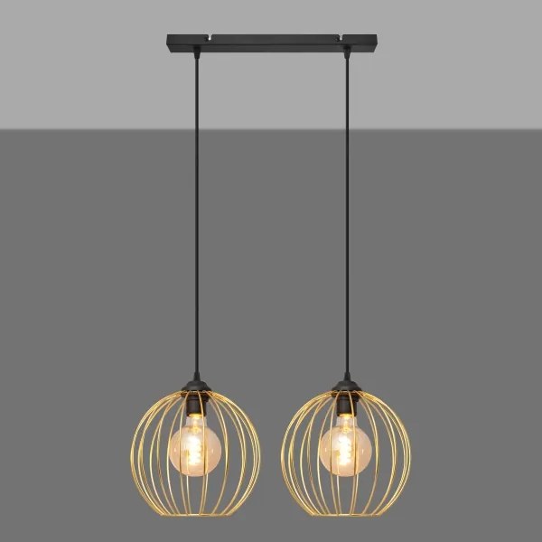 Luster na lanku MERCURE 2xE27/15W/230V zlatá/čierna