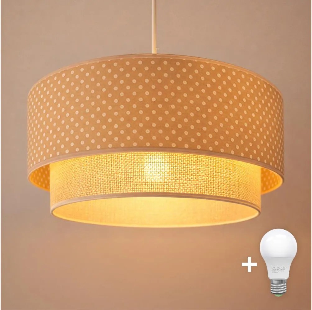 BRILAGI-LED Závesný luster na lanku BOHO BOBO 1xE27/60W/230V, priemer 40 cm, s bodkami, béžová/krémová