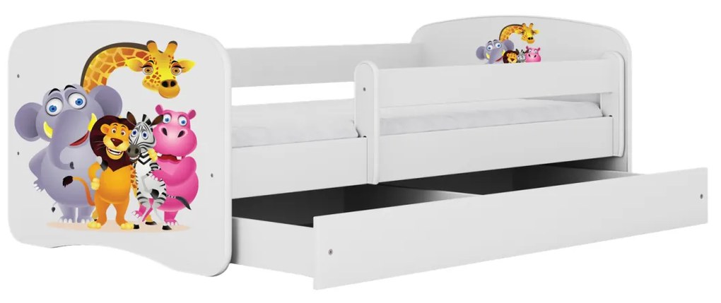 Kocot kids Detská posteľ Babydreams ZOO biela, varianta 70x140, bez šuplíků, bez matrace