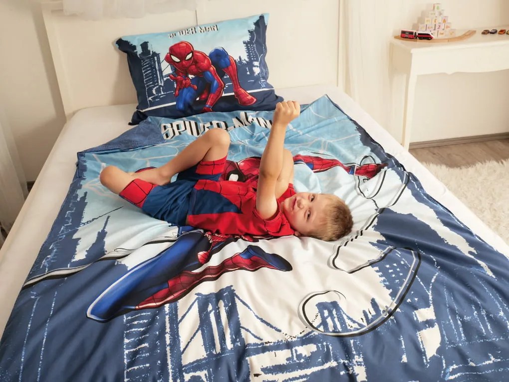 Jerry Fabrics Bavlnené obliečky 140x200 + 70x90 cm - Spider-man "Blue 04"