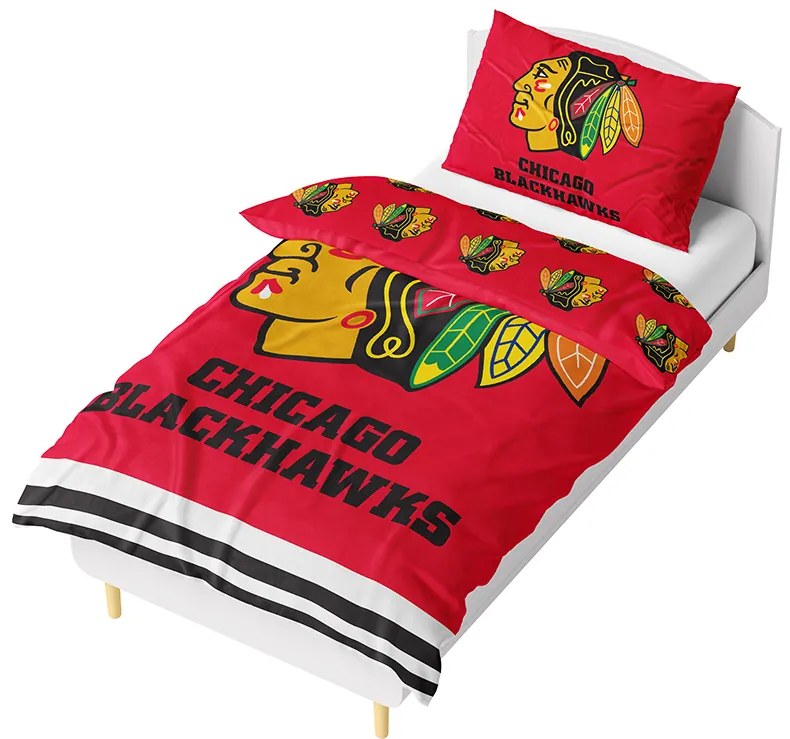 NHL Mikroplyšové obliečky Chicago Blackhawks 140x200/70x90 cm