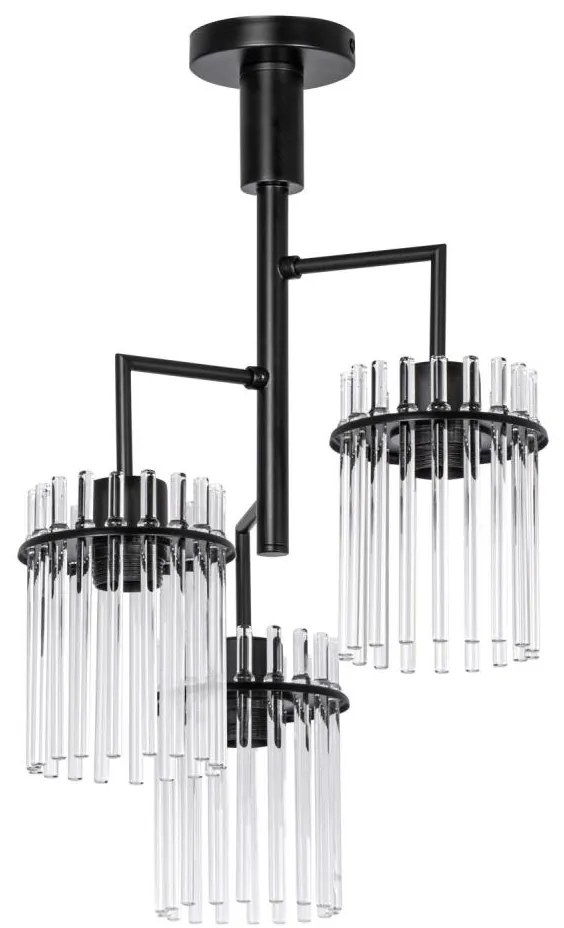 Luster na tyči 3xE27/60W/230V čierna/číra