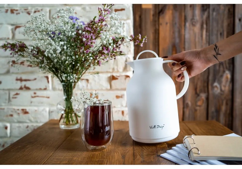 Biela termoska Vialli Design, 1 l