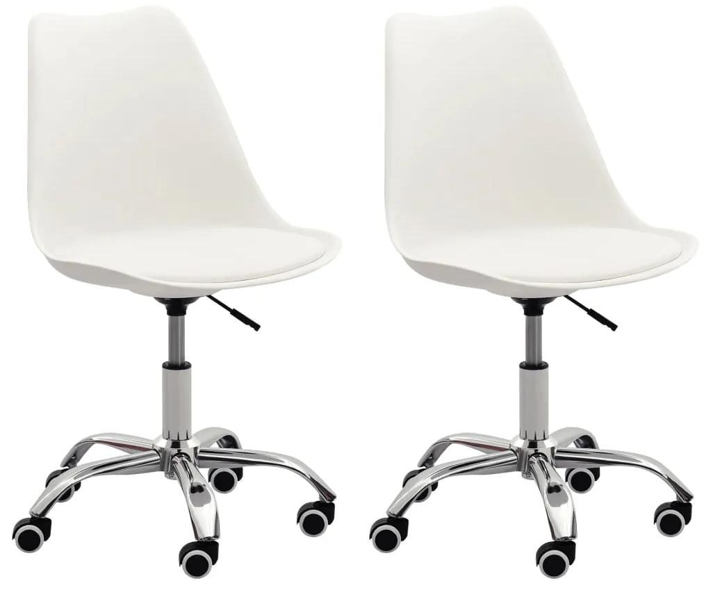 Kancelárske stoličky 2 ks biele umelá koža