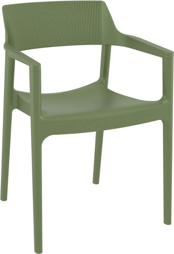 TULUM záhradná stolička s podrúčkami olive green