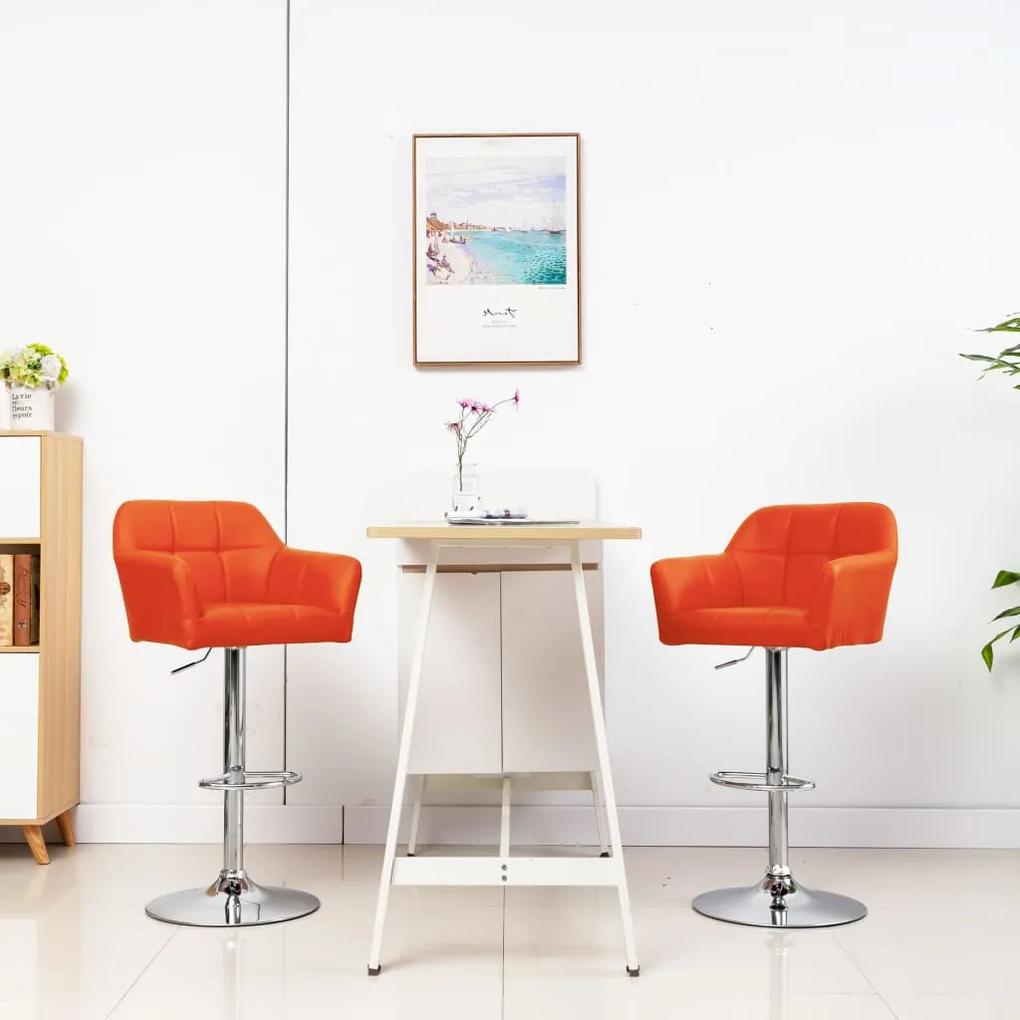 vidaXL Barové stoličky 2 ks s opierkami rúk oranžové umelá koža