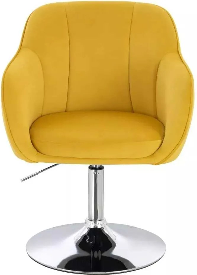 LuxuryForm DESIGN Stolička AVOLA VELUR na striebornom tanieri - žltá