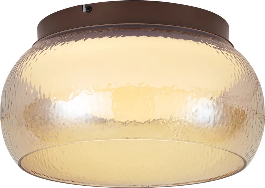 Stropná lampa v štýle Art Deco hnedá s jantárovým sklom vrátane LED 3-stupňovo stmievateľná - Thimble