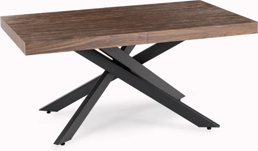 Sada stola HAMPTON 160-240 cm orech/čierna a 4 kresiel AKITA krémovej farby