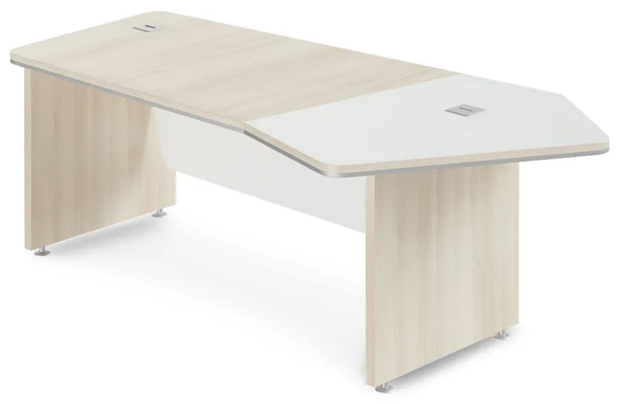 Rohový stôl TopOffice Premium 227,1 x 109,6 cm, pravý, agát svetlý / biela