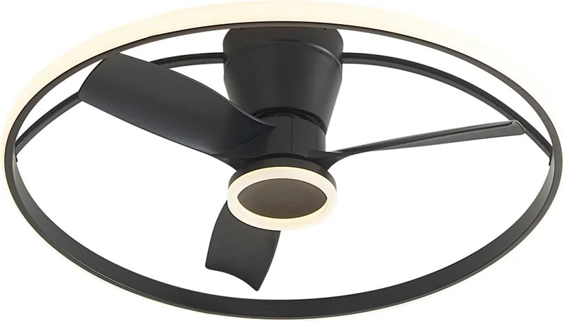 Stropný ventilátor čierny vrátane LED s diaľkovým ovládaním - Steer