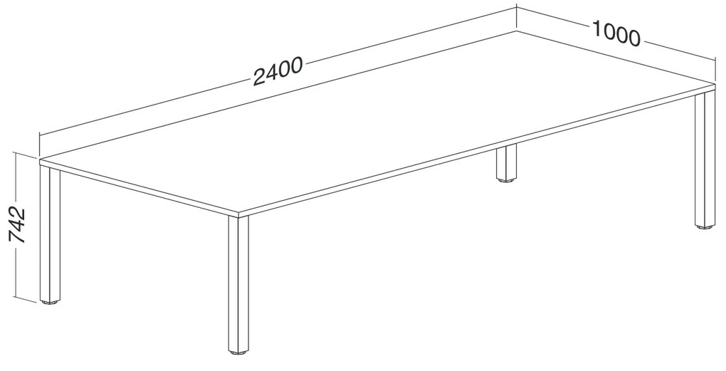 Konferenčný stôl ProOffice 100 x 240 x 74,2 cm, biela