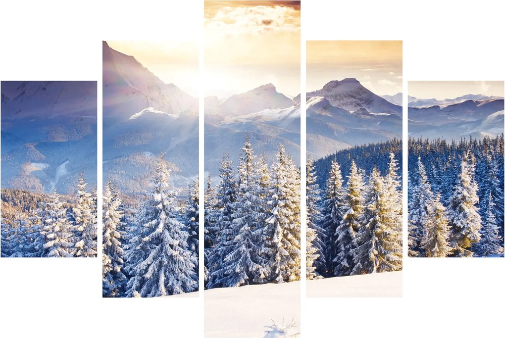 Obraz - Horská krajina v zime (150x105 cm)
