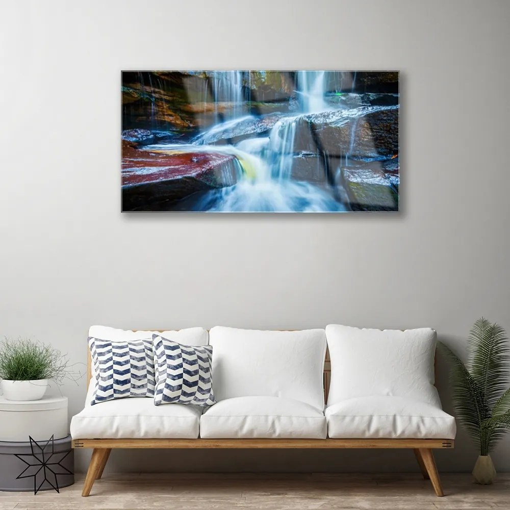 Obraz plexi Skaly vodopád rieka príroda 100x50 cm