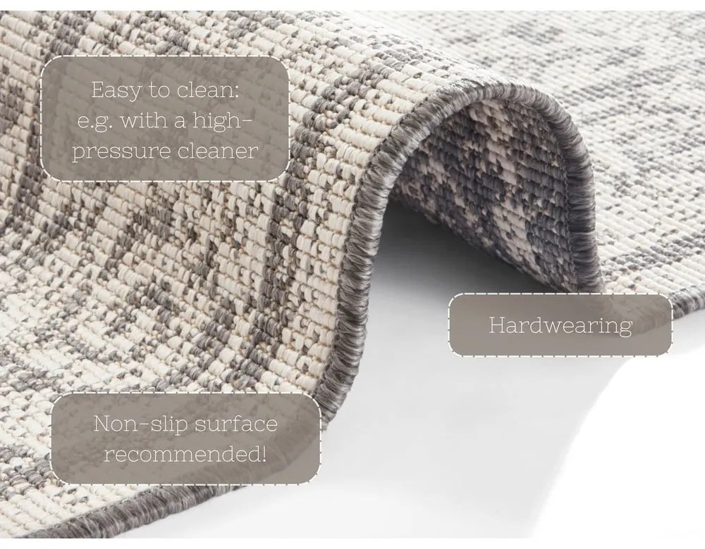 Sivo-krémový vonkajší koberec NORTHRUGS Cebu, 120 x 170 cm