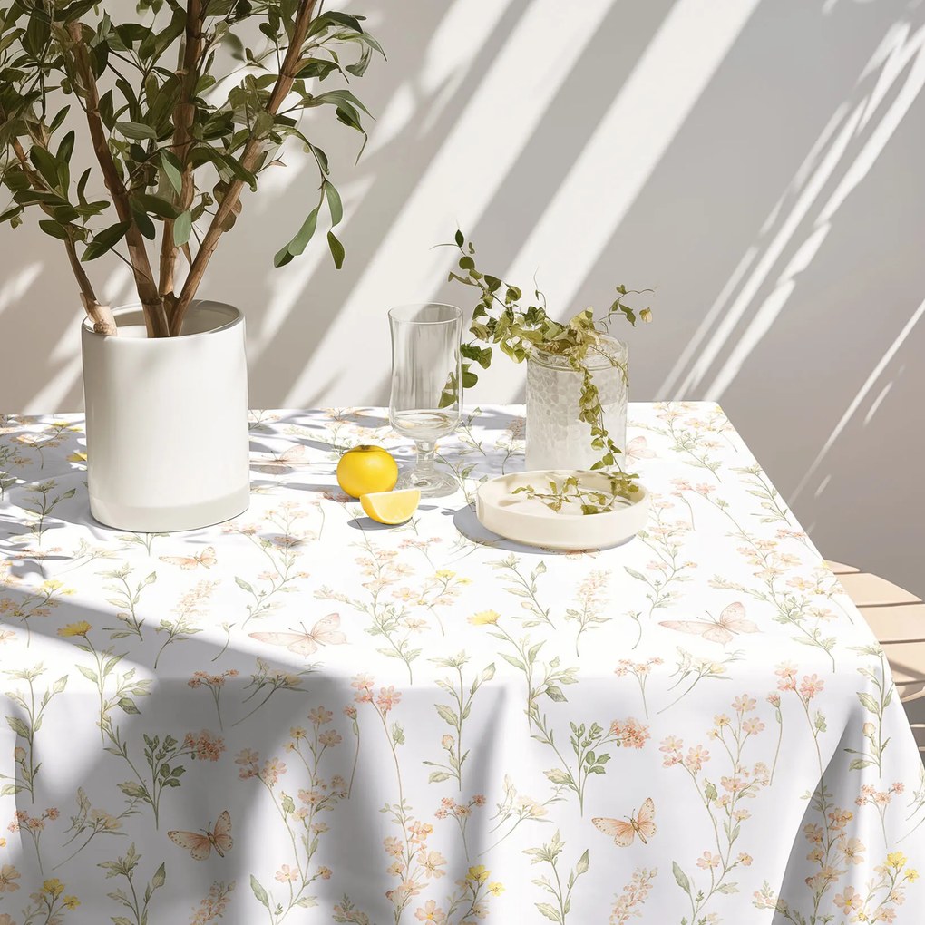 Goldea hranatý teflónový obrus - motýlia záhrada 80 x 80 cm