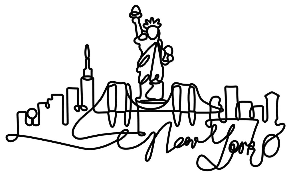 Nástenná kovová dekorácia New York čierna