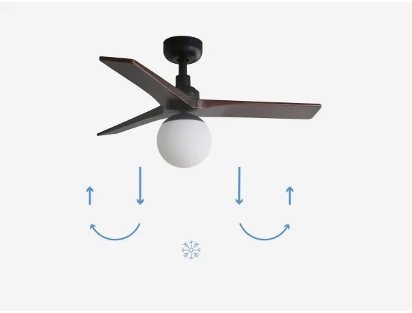 FARO 34278-11L - Stropný ventilátor KLIM S 1xE27/15W/230V orech/čierna + DO