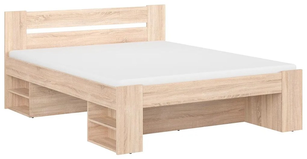 Manželská posteľ 160 cm BRW Nepo Plus 14 (dub sonoma) (bez roštu) . Akcia -32%. Vlastná spoľahlivá doprava až k Vám domov. 1098330