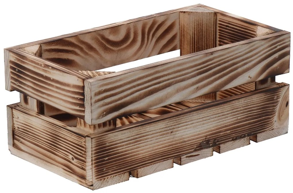 ČistéDřevo Opálená drevená debnička 28 x 15 x 12 cm