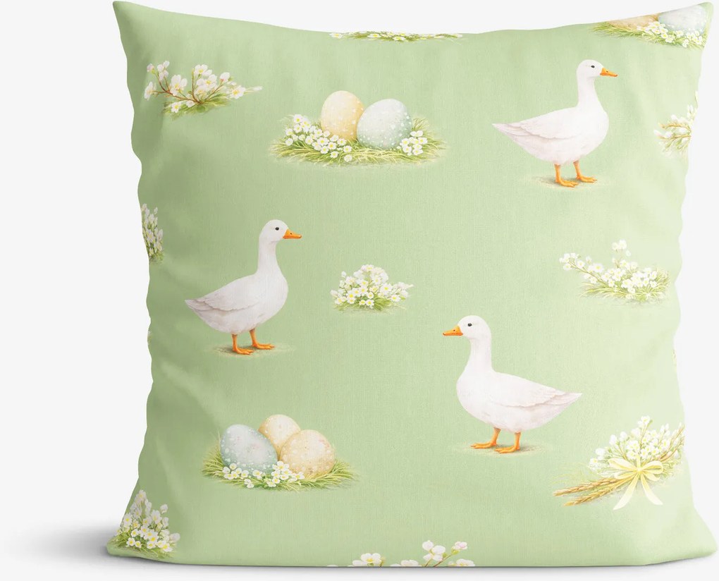 Goldea veľkonočná dekoračná obliečka na vankúš - husy a kraslice 40 x 40 cm