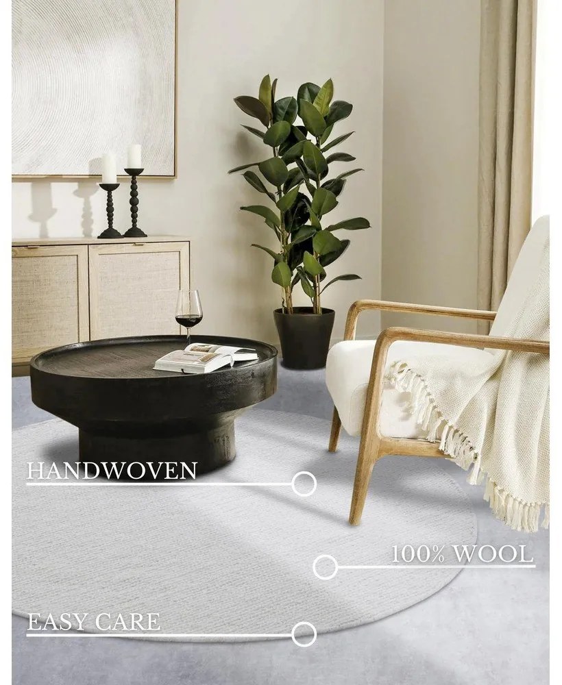 Biely ručne tkaný vlnený okrúhly koberec ø 160 cm Francois – Villeroy&amp;Boch