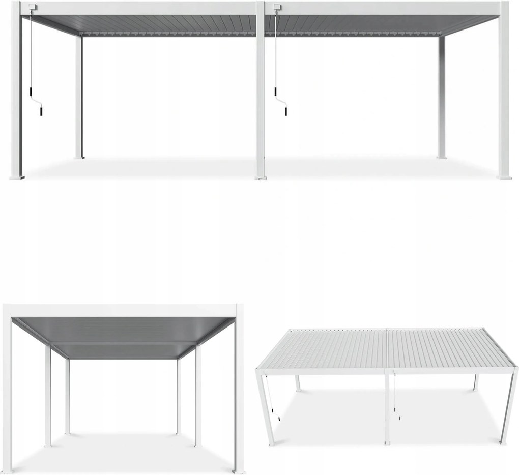 Záhradná pergola na terasu z hliníka veľká 3.6x7.2 Deluxe Gutroof Biela