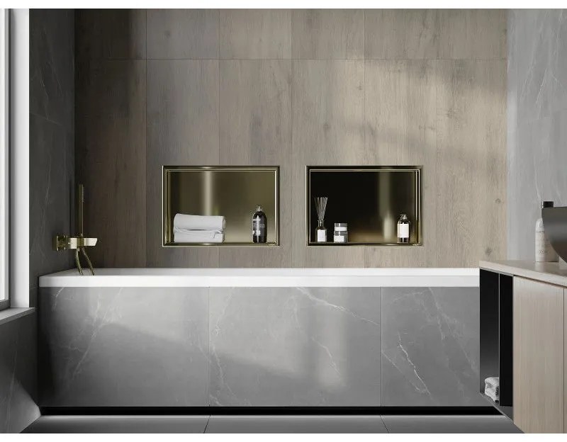 Mexen X-Wall-R, polička na zapustenie na obklad s golierom 45 x 30 cm, zlatá lesklá, 1950453010