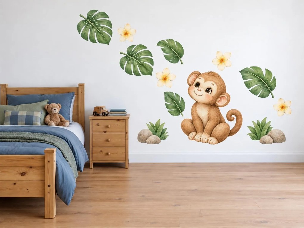 Opička mezi tropickými listy arch 49 x 100 cm